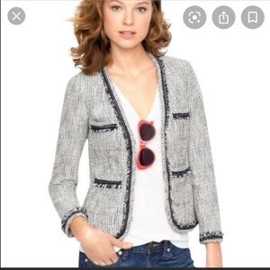 J. Crew Terrazzo Navy White Tweed Jacket 00